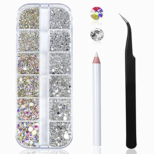 2400Pcs Lemon Yellow Flatback Rhinestones for Crafts,Nail Gems Glass Flatback Rhinestones Gemstones Glass Diamonds Stones Bling Rhinestone with Tweezers and Picking Pen