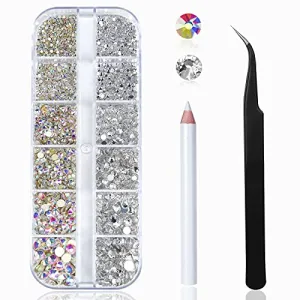 2400Pcs Lemon Yellow Flatback Rhinestones for Crafts,Nail Gems Glass Flatback Rhinestones Gemstones Glass Diamonds Stones Bling Rhinestone with Tweezers and Picking Pen