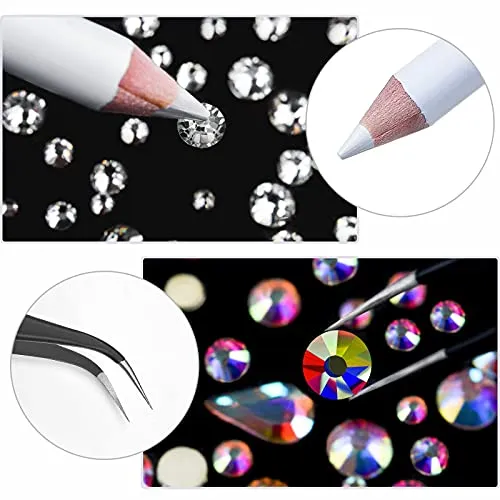 2400Pcs Lemon Yellow Flatback Rhinestones for Crafts,Nail Gems Glass Flatback Rhinestones Gemstones Glass Diamonds Stones Bling Rhinestone with Tweezers and Picking Pen