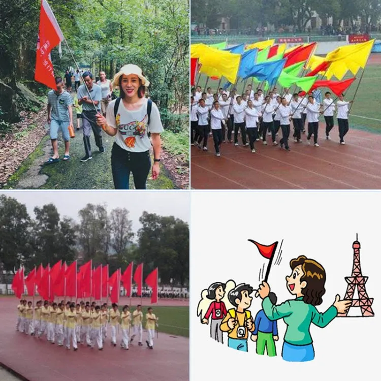 2M 2 Knots Multi-function Telescopic Stainless Steel Teaching Stick Guide Flagpole Signal Flag