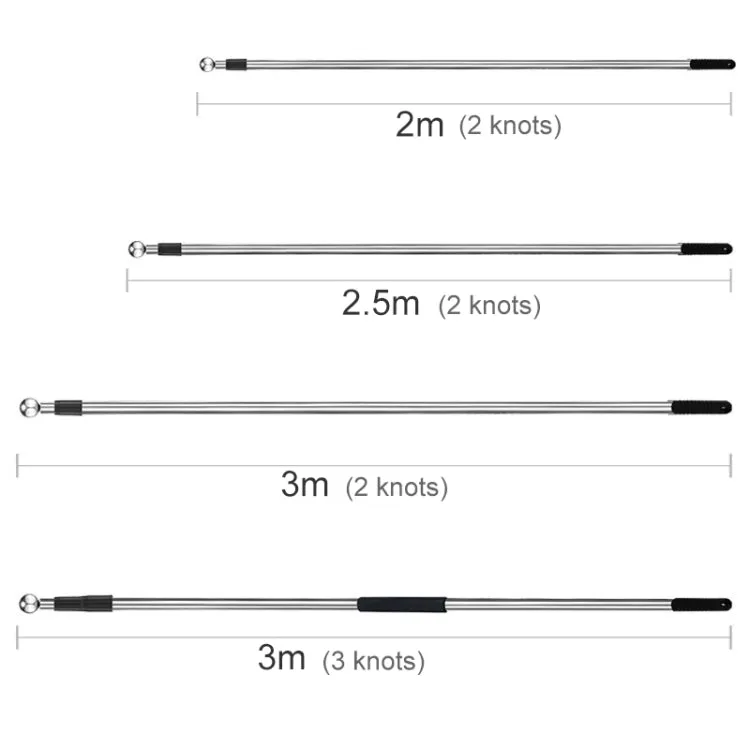 2M 2 Knots Multi-function Telescopic Stainless Steel Teaching Stick Guide Flagpole Signal Flag