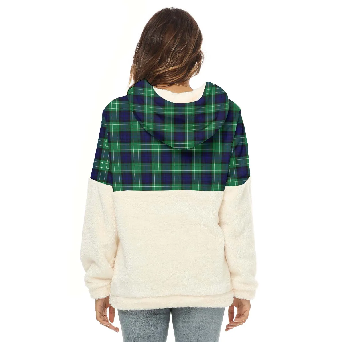 Abercrombie Tartan Women's Borg Fleece Hoodie With Half Zip