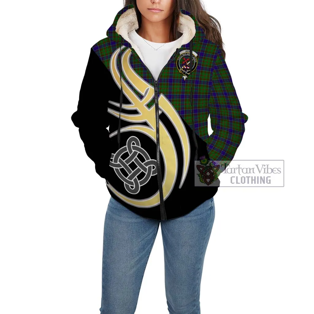 Adam Tartan Sherpa Hoodie with Family Crest and Celtic Symbol Style