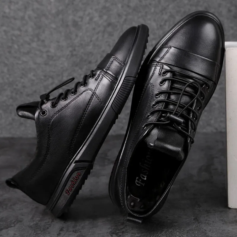 Advbridge Luxury Genuine Leather Men Casual Shoes Classic Male Lace-Up Outdoor Flats Fashion Korean Style Simple Footwear New Men Sneakers