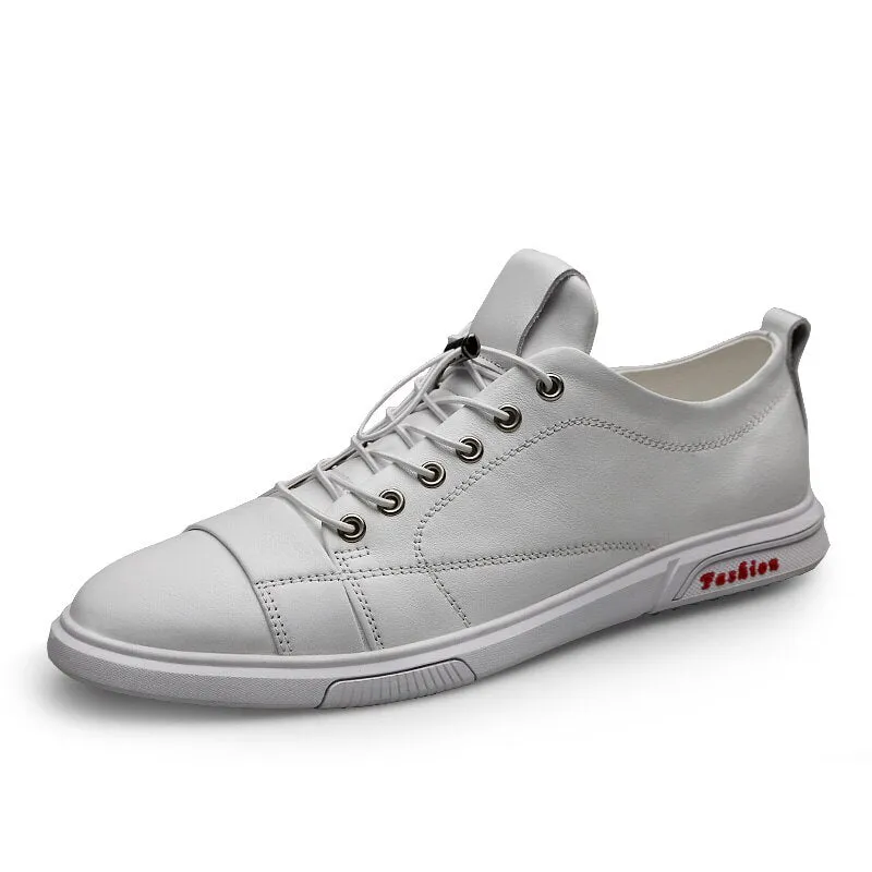 Advbridge Luxury Genuine Leather Men Casual Shoes Classic Male Lace-Up Outdoor Flats Fashion Korean Style Simple Footwear New Men Sneakers