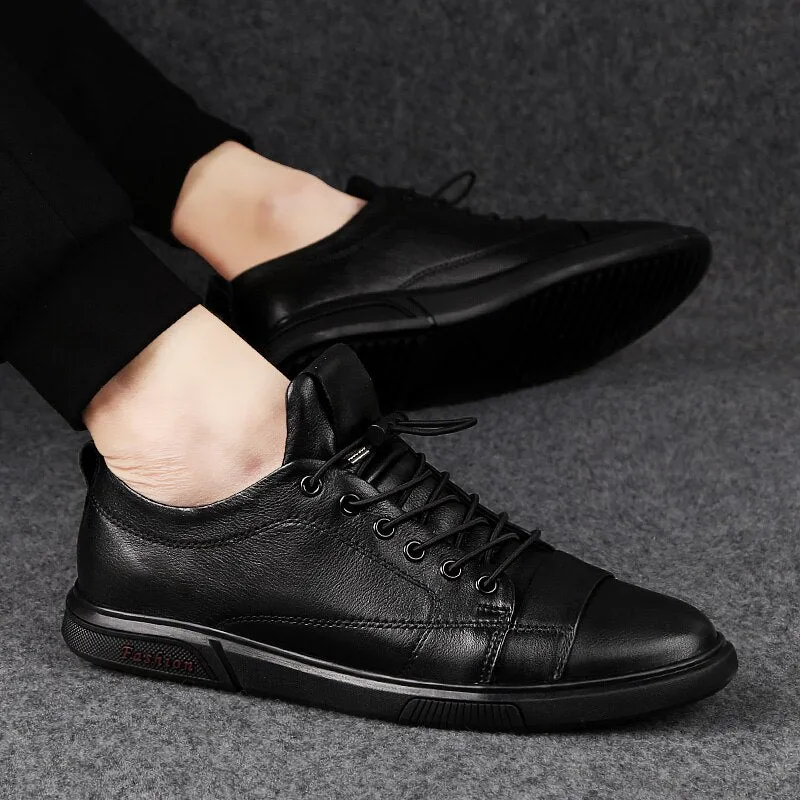 Advbridge Luxury Genuine Leather Men Casual Shoes Classic Male Lace-Up Outdoor Flats Fashion Korean Style Simple Footwear New Men Sneakers