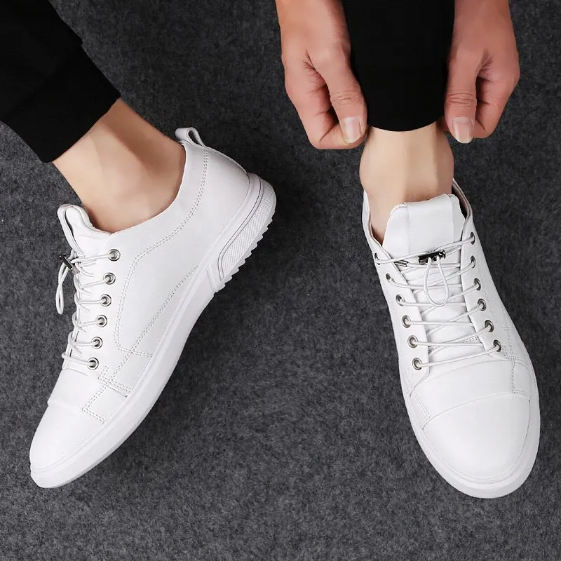 Advbridge Luxury Genuine Leather Men Casual Shoes Classic Male Lace-Up Outdoor Flats Fashion Korean Style Simple Footwear New Men Sneakers