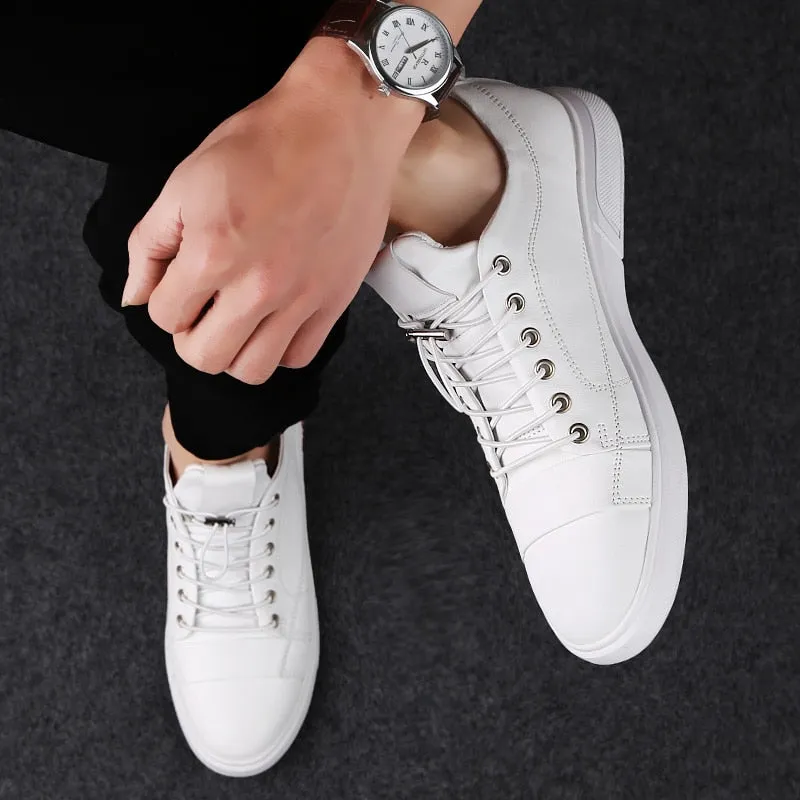 Advbridge Luxury Genuine Leather Men Casual Shoes Classic Male Lace-Up Outdoor Flats Fashion Korean Style Simple Footwear New Men Sneakers