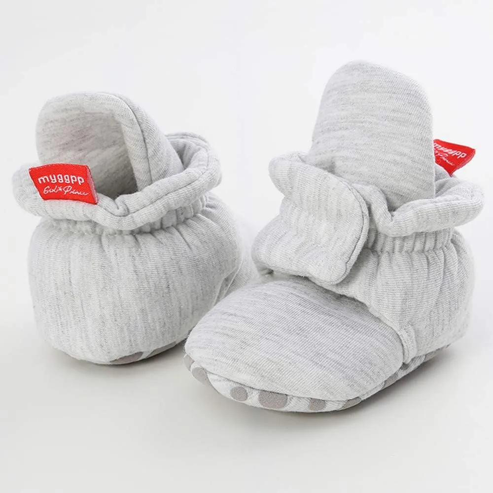 Baby Booties Newborn Boys Girls Fleece Boots Non Slip Grippers Stay on Slipper Socks Infant First Walker Winter Warm Crib Shoes