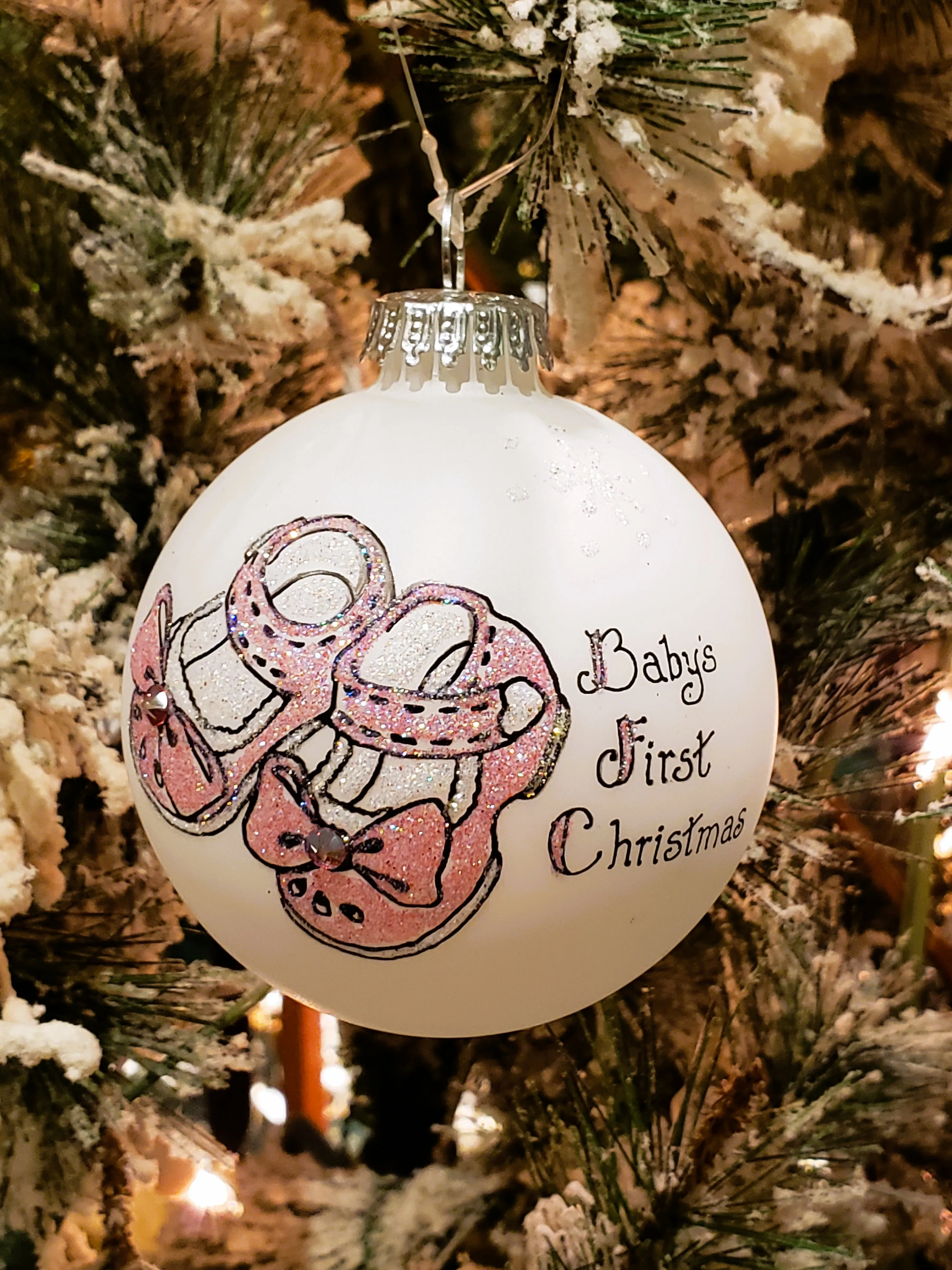 Baby Girl  Booties Glass Ball
