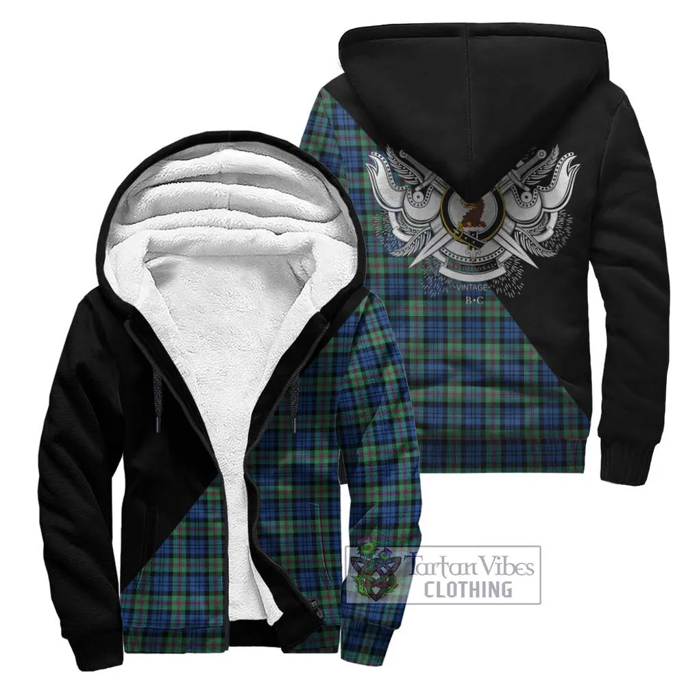 Baird Ancient Tartan Sherpa Hoodie with Family Crest and Military Logo Style