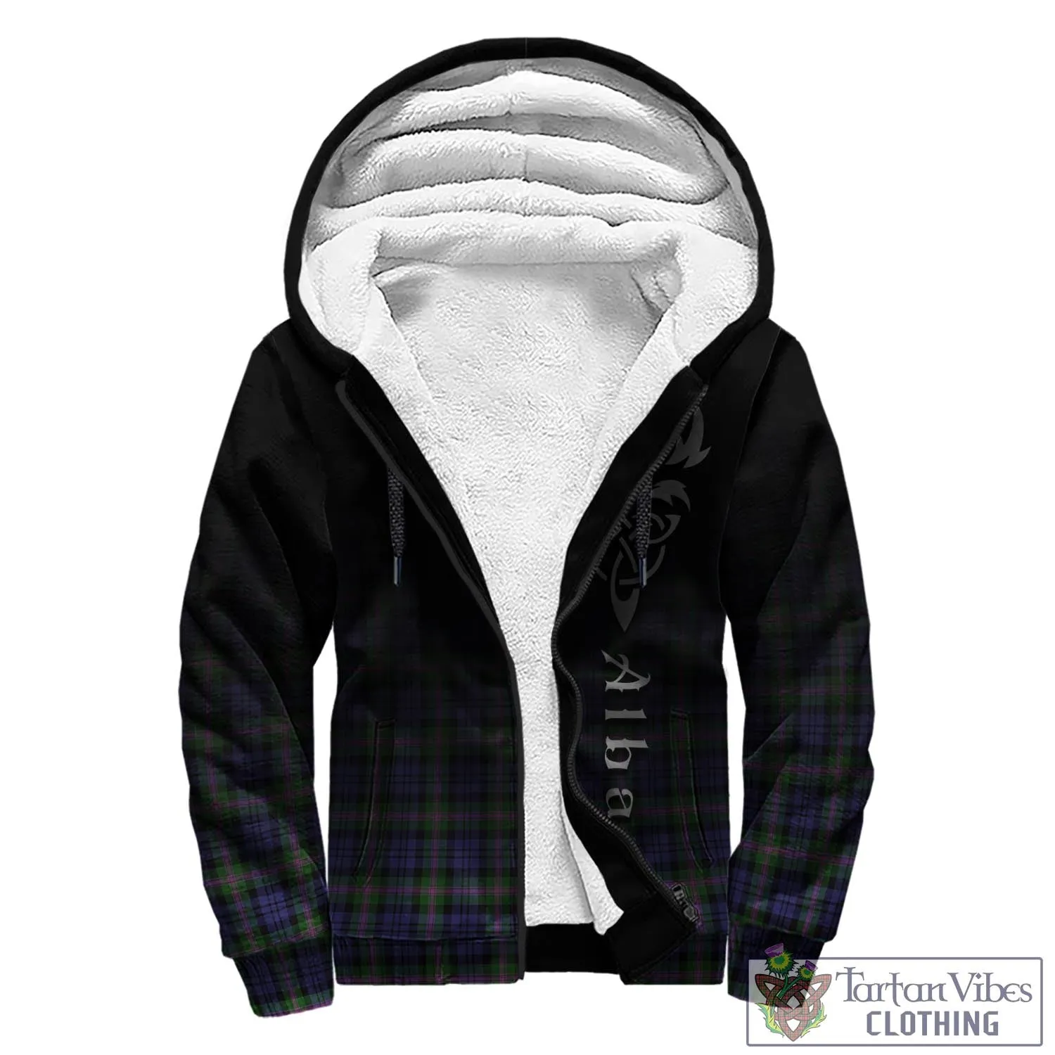 Baird Modern Tartan Sherpa Hoodie Featuring Alba Gu Brath Family Crest Celtic Inspired