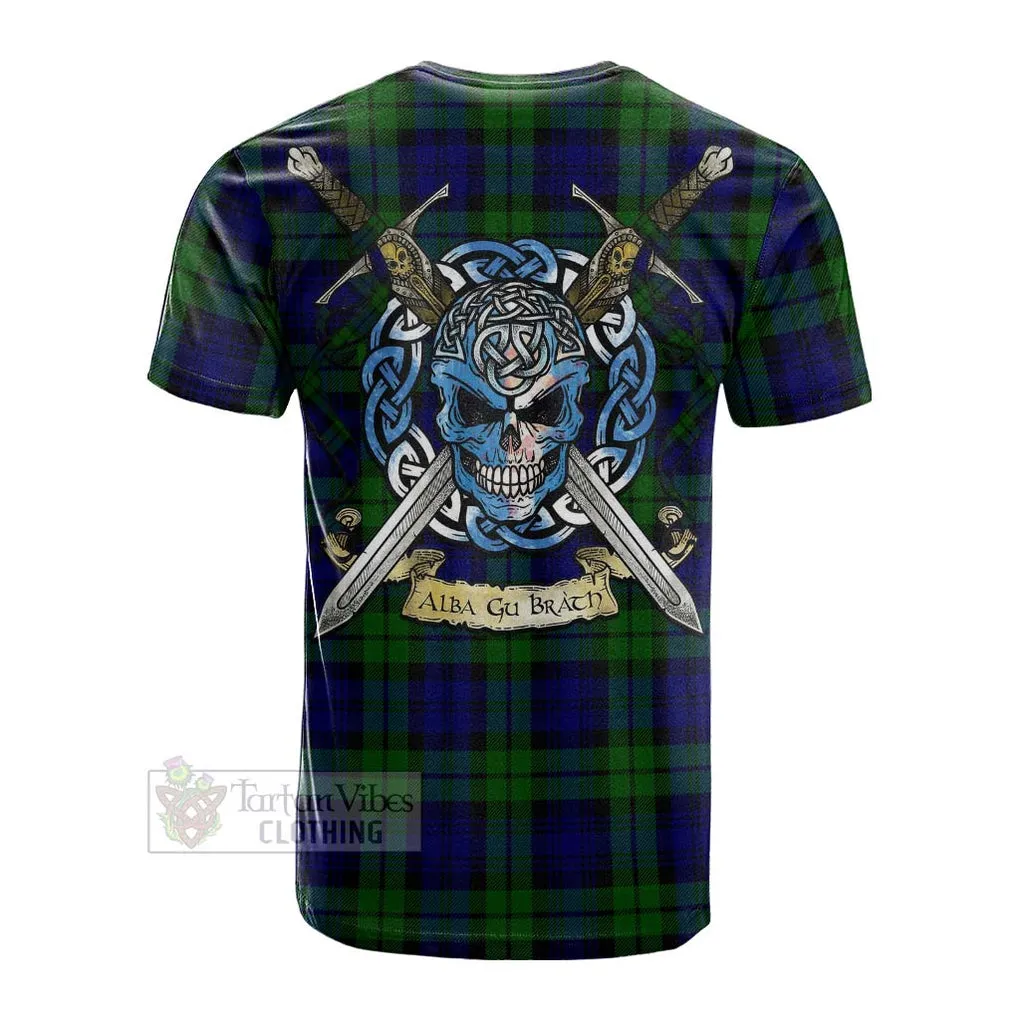 Bannatyne Tartan Cotton T-shirt with Family Crest Celtic Skull Style
