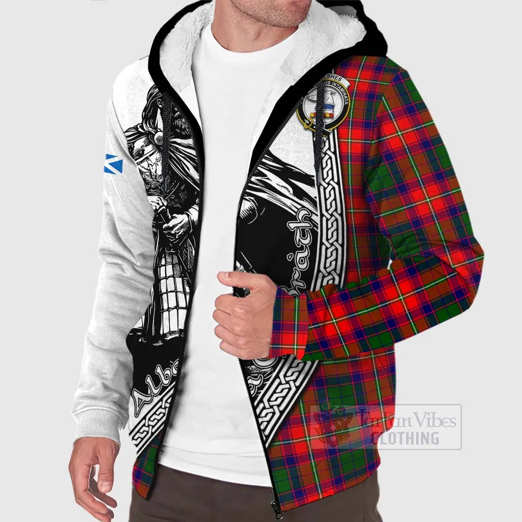 Belshes (Belsches) Tartan Clan Crest Sherpa Hoodie with Highlander Warrior Celtic Style