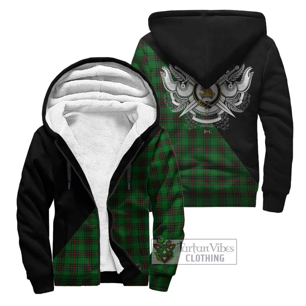 Beveridge Tartan Sherpa Hoodie with Family Crest and Military Logo Style