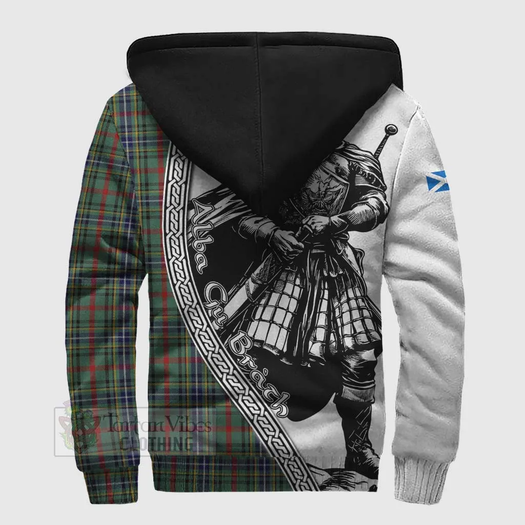 Bisset Tartan Clan Crest Sherpa Hoodie with Highlander Warrior Celtic Style