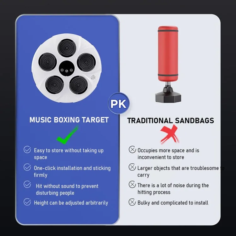 Bluetooth Music Boxing Machine Boxing Fitness Trainer Wall Hanging Sanda Sandbag(Red Light Black)