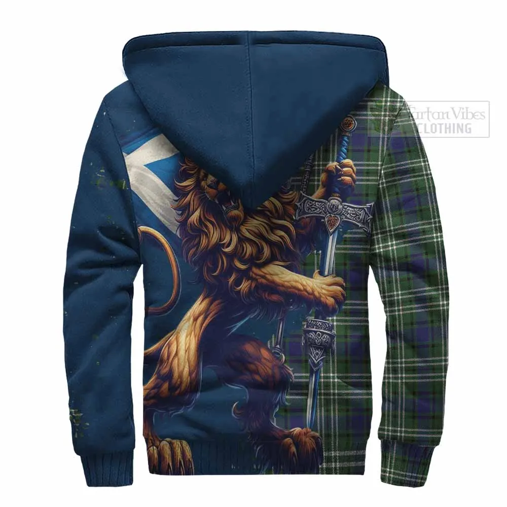 Blyth Tartan Family Crest Sherpa Hoodie with Scottish Majestic Lion