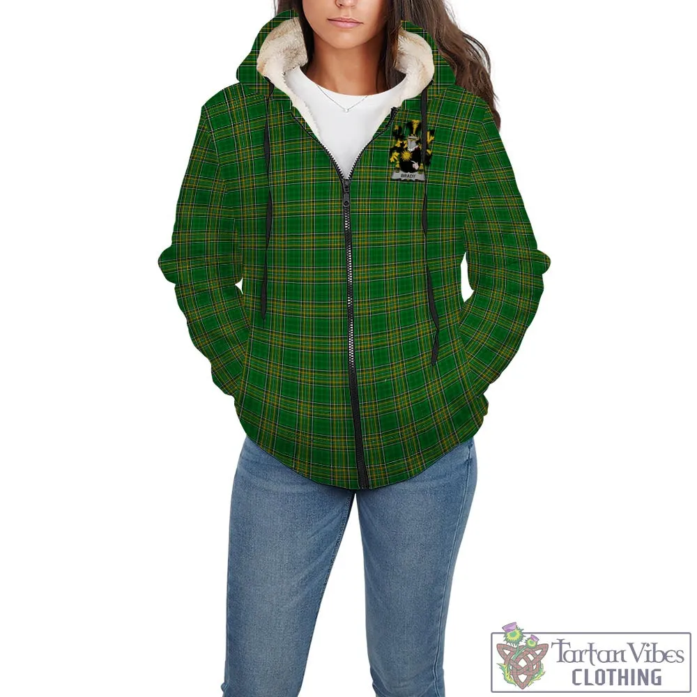 Brady Irish Clan Tartan Sherpa Hoodie with Coat of Arms