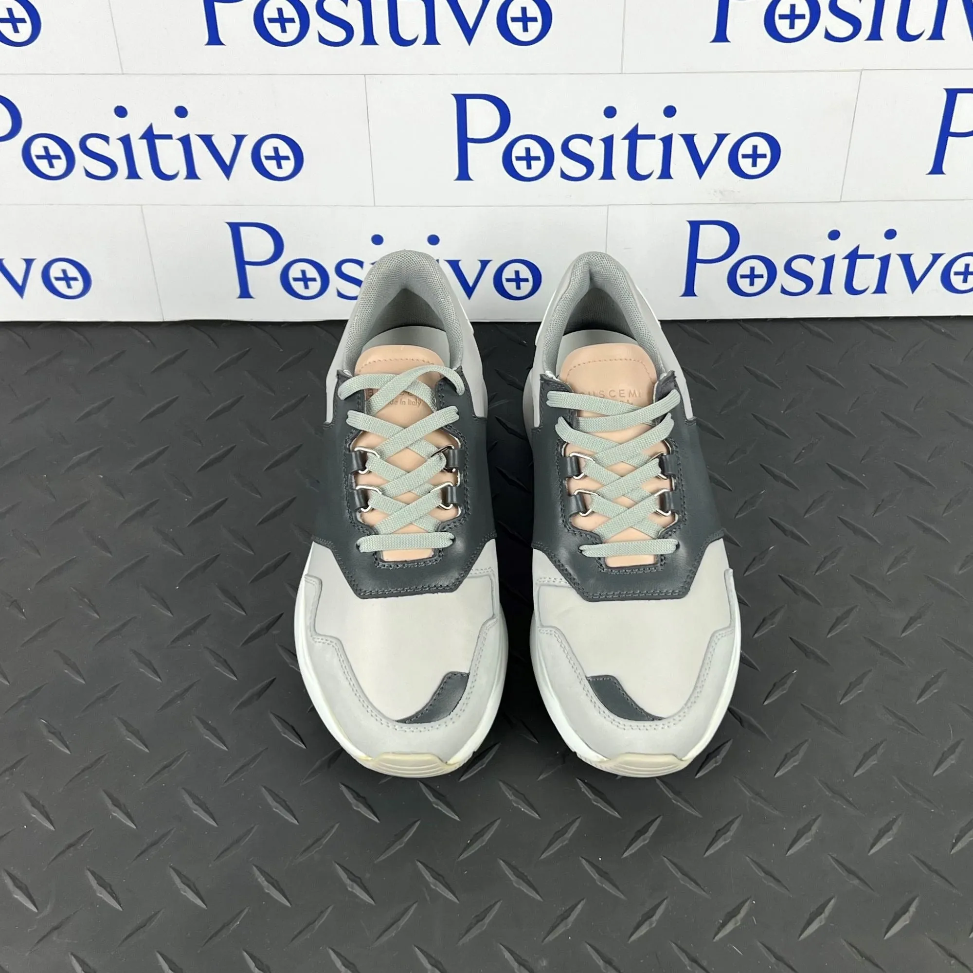 Buscemi Women's Ventura Grey/Pink Leather Sneakers SAMPLE