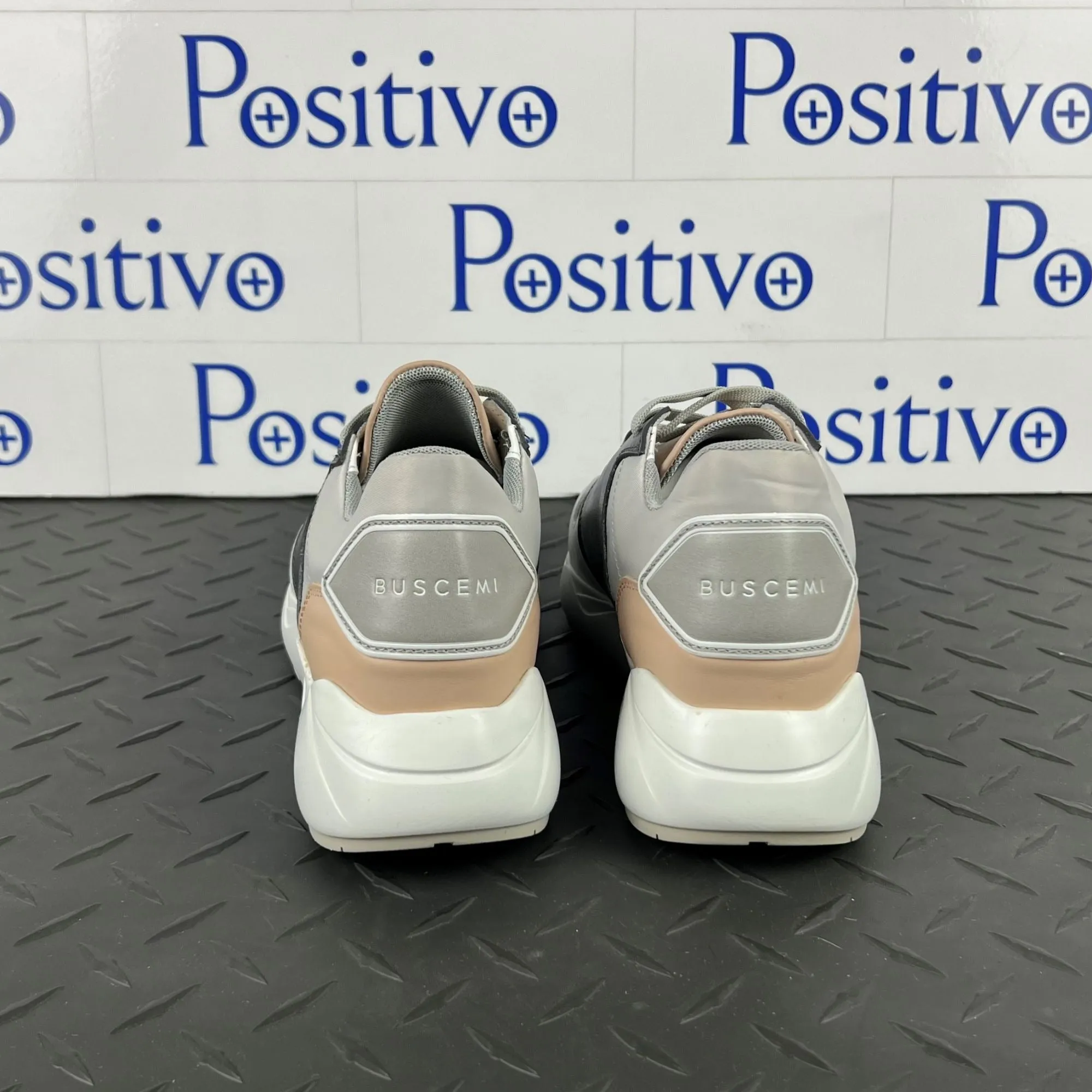Buscemi Women's Ventura Grey/Pink Leather Sneakers SAMPLE