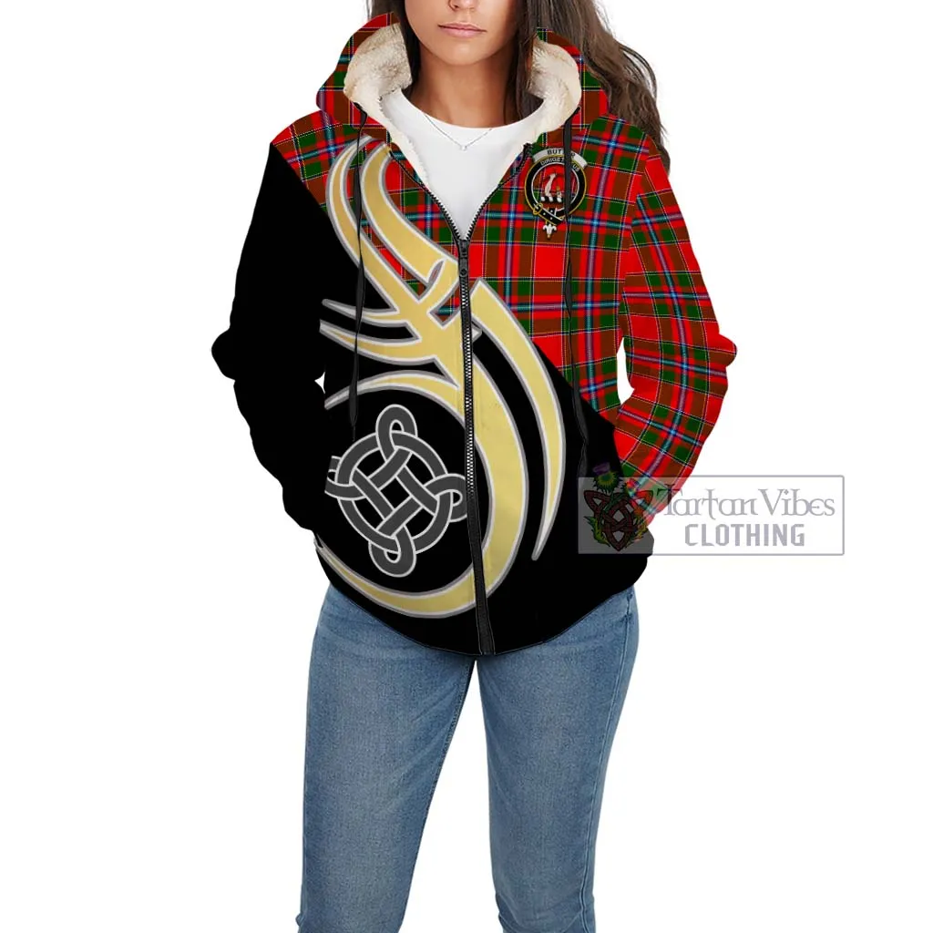 Butter Tartan Sherpa Hoodie with Family Crest and Celtic Symbol Style