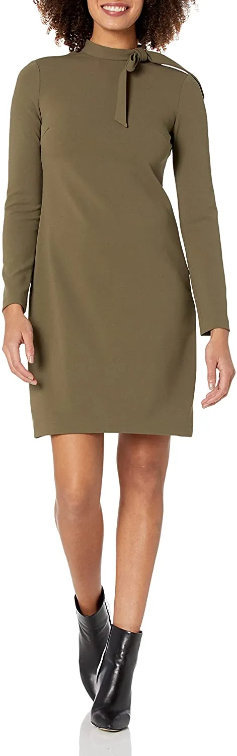 Calvin Klein Women's Long Sleeve Dress with Tie Neck Detail