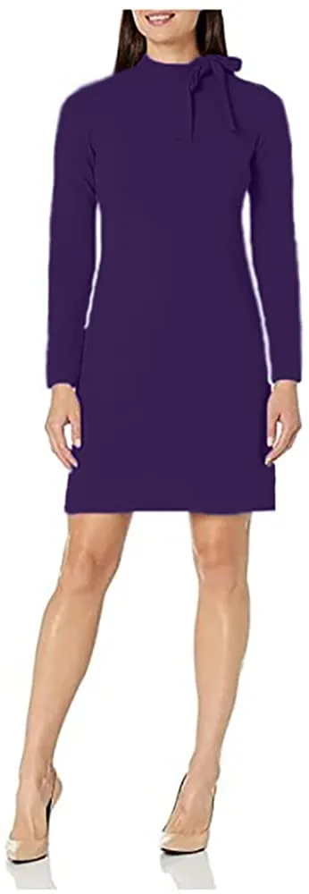 Calvin Klein Women's Long Sleeve Dress with Tie Neck Detail