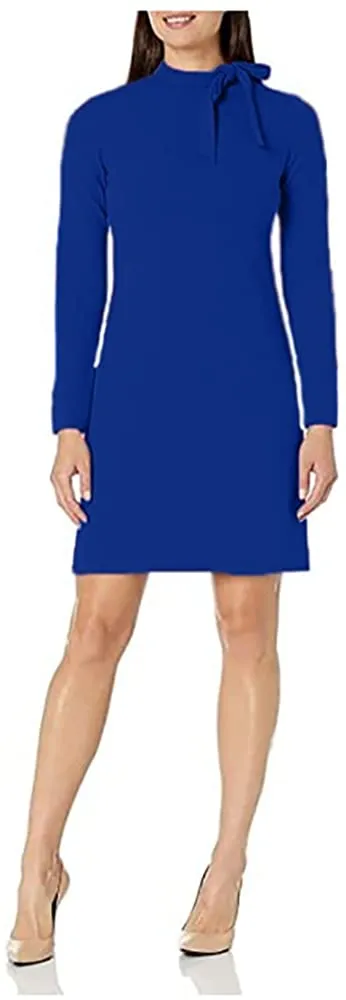 Calvin Klein Women's Long Sleeve Dress with Tie Neck Detail