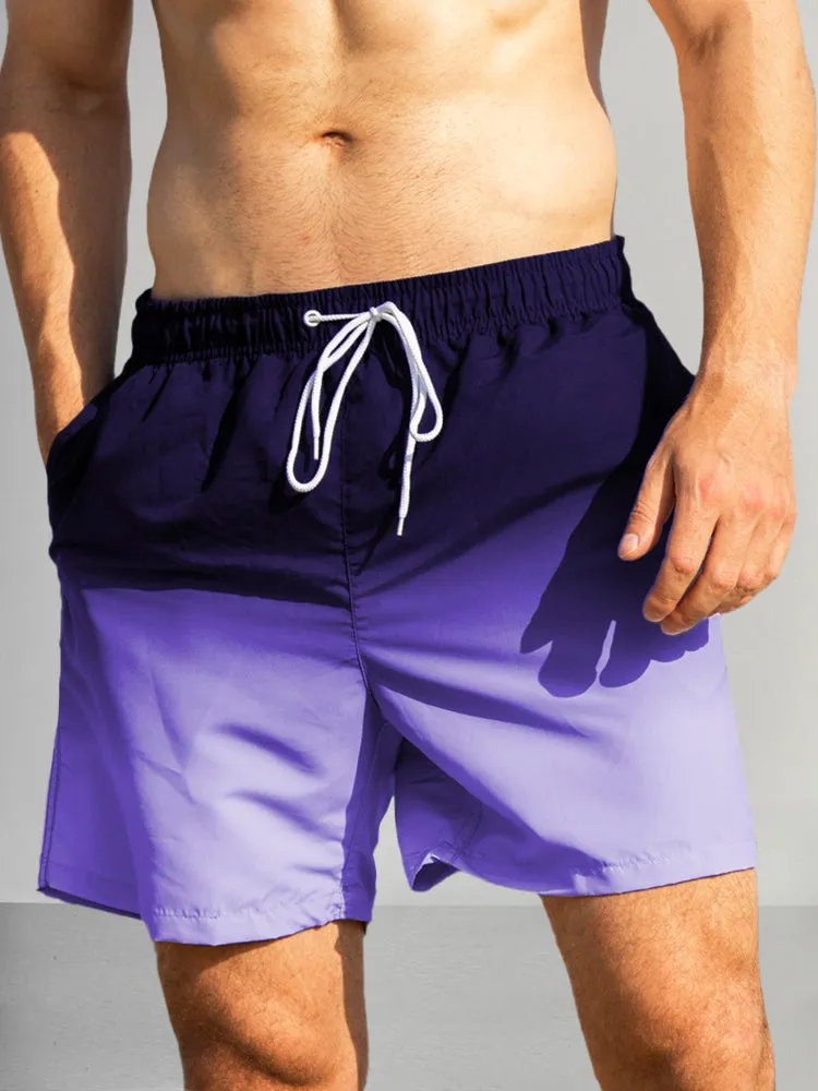 Casual Gradient Drawstring Shorts