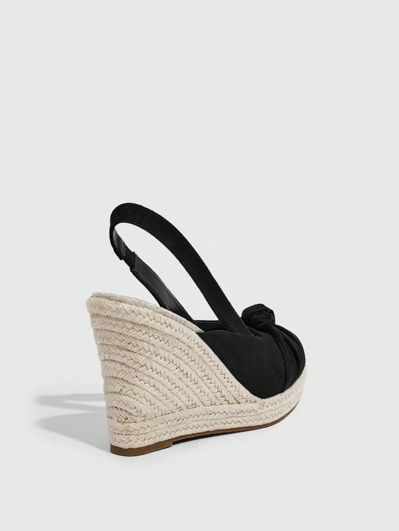 CuccooWomen Peep Toe Slingback Shoes, Vacation Black Faux Suede Court Wedges