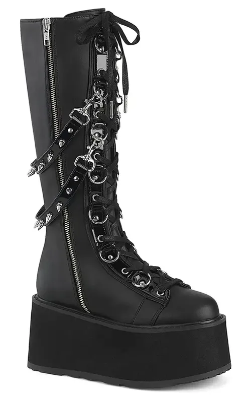 DAMNED-220 Black Vegan Leather Boots