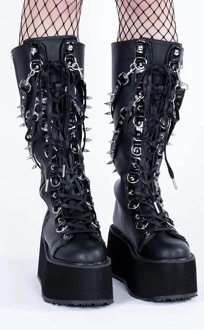 DAMNED-220 Black Vegan Leather Boots
