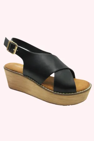 Elba Criss Cross Wedges - Black