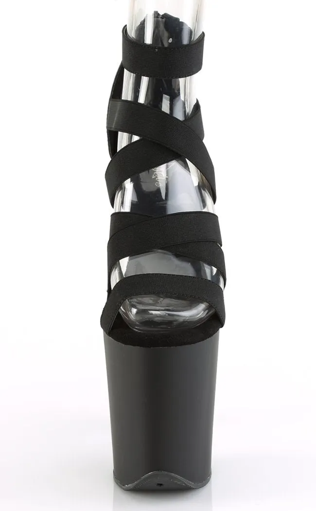 FLAMINGO-859 Black Strappy Platform Heels