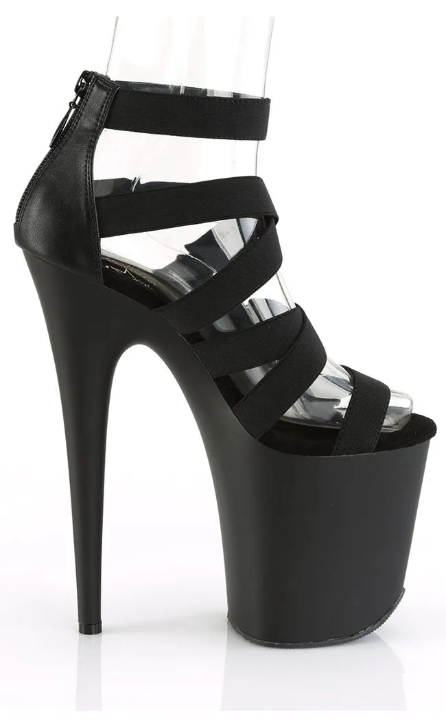 FLAMINGO-859 Black Strappy Platform Heels