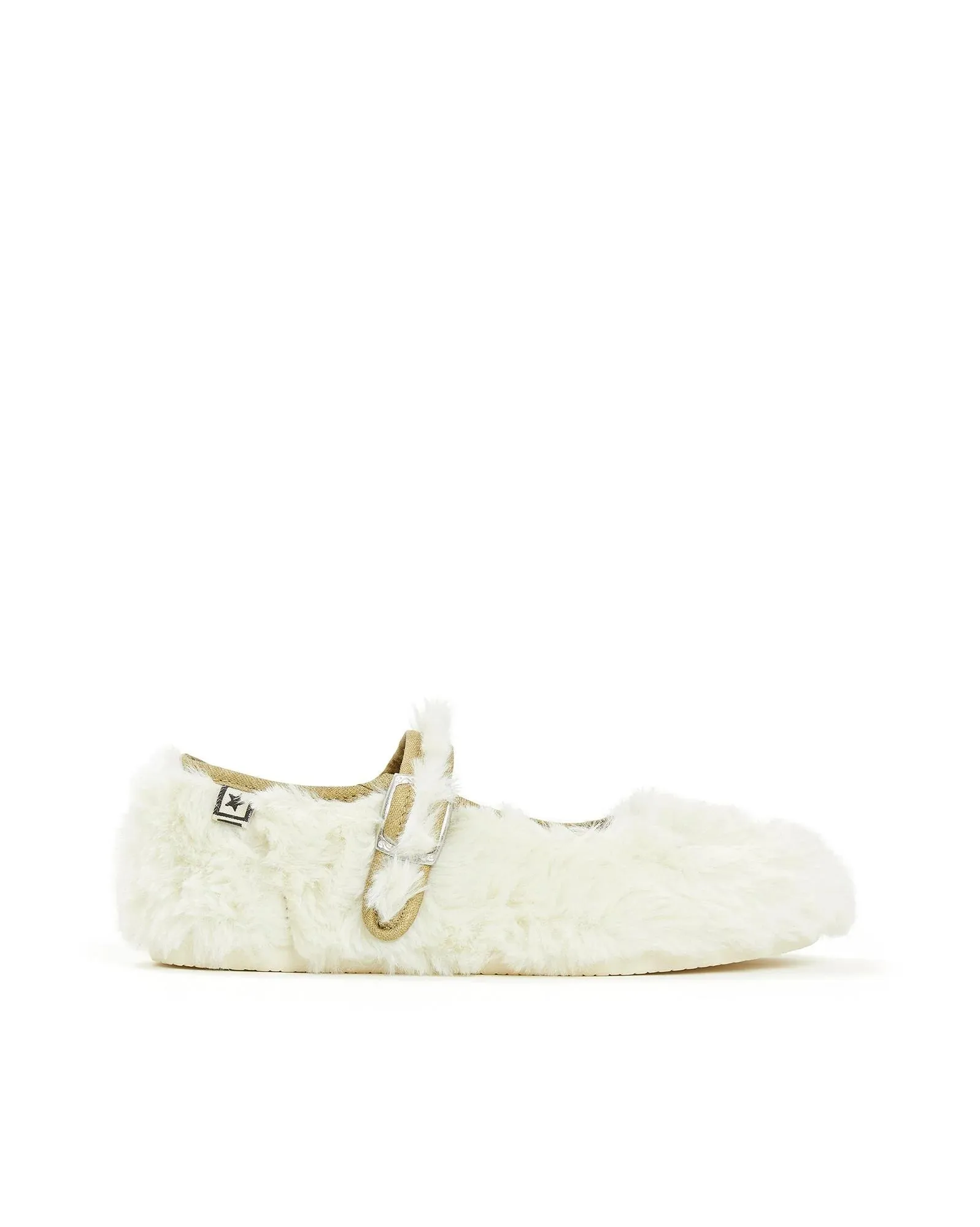 Girls Faux Fur Slippers in Ecru