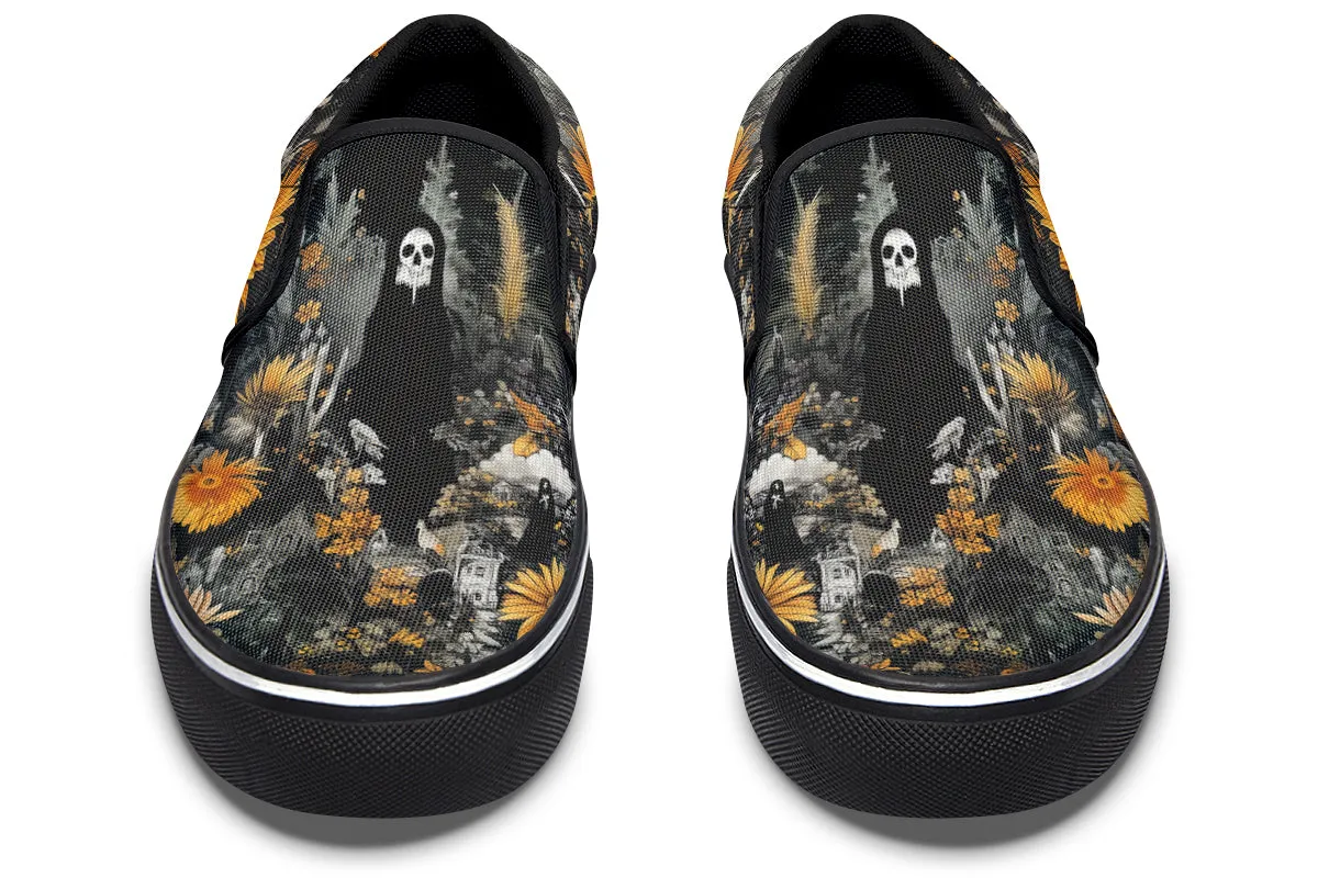 Grim’s Harvest Slipons - Comfortable Vegan Canvas Shoes with Easy Elastic In-Step
