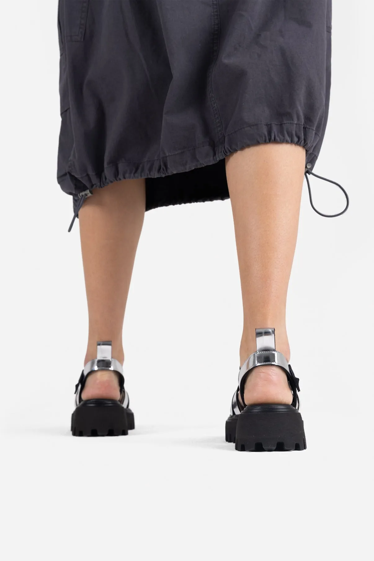 Groovy Silver Chunky Sandals