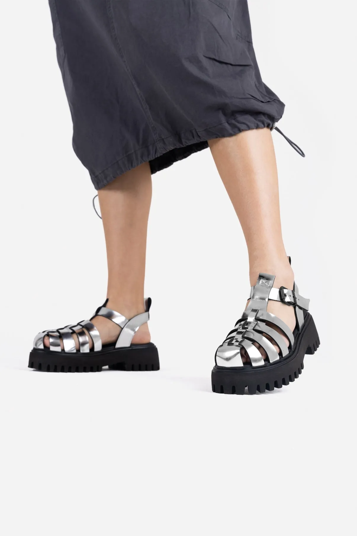 Groovy Silver Chunky Sandals