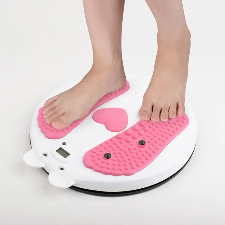 Home Fitness Bear Shape Twisting Machine Abdomen Massage Turntable Magnet Sports Twisting Disk With Counting Display(Pink White)