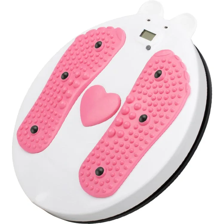 Home Fitness Bear Shape Twisting Machine Abdomen Massage Turntable Magnet Sports Twisting Disk With Counting Display(Pink White)