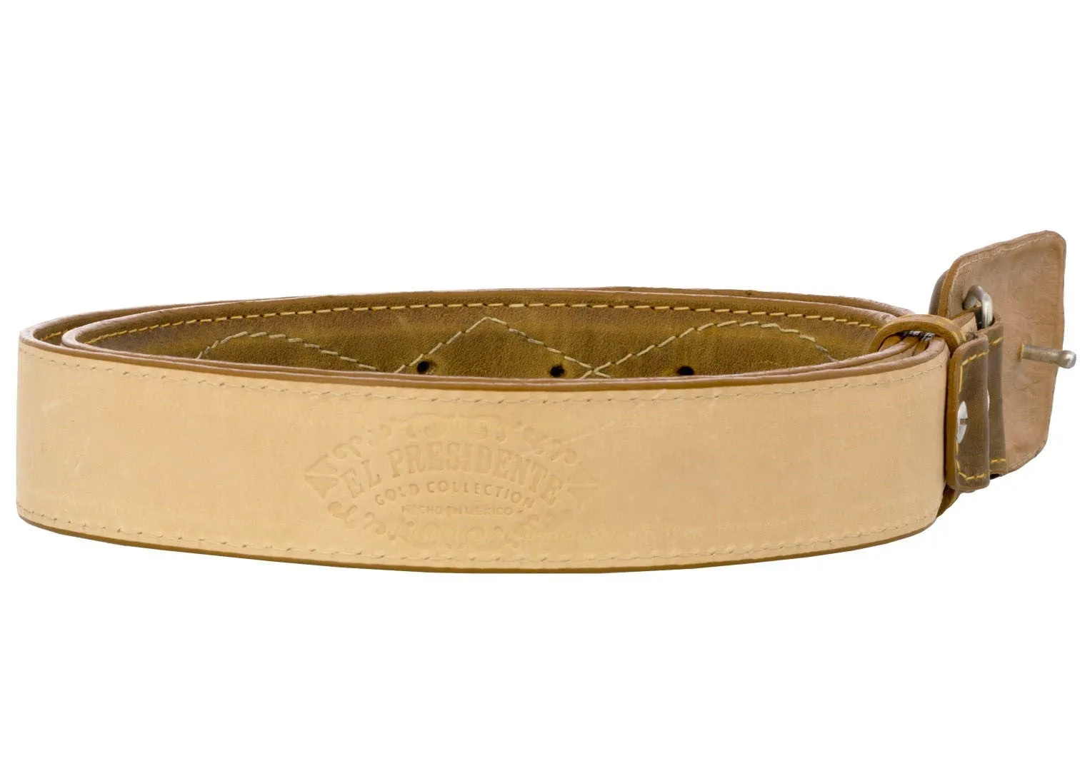 Honey Brown Western Cowboy Leather Belt Classic Embroidery - Rodeo Buckle