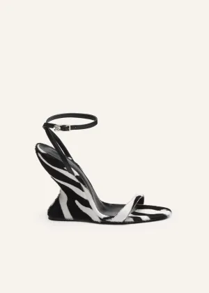 Inverted wedge strappy sandals in zebra
