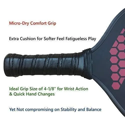 JP WinLook Pickleball Paddle Set - 2 Premium Graphite Rackets Honeycomb Composite Core 3 Balls, Ultra Cushion Grip, Portable Racquet Cover Case Bag Accessories Gift Kit, Men Women Kids Indoor Outdoor