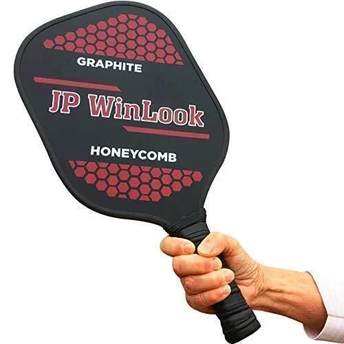 JP WinLook Pickleball Paddle Set - 2 Premium Graphite Rackets Honeycomb Composite Core 3 Balls, Ultra Cushion Grip, Portable Racquet Cover Case Bag Accessories Gift Kit, Men Women Kids Indoor Outdoor