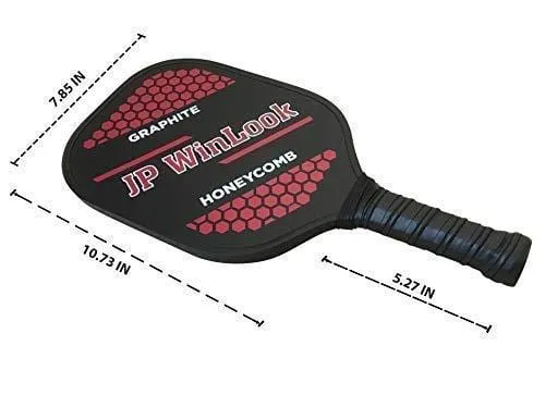 JP WinLook Pickleball Paddle Set - 2 Premium Graphite Rackets Honeycomb Composite Core 3 Balls, Ultra Cushion Grip, Portable Racquet Cover Case Bag Accessories Gift Kit, Men Women Kids Indoor Outdoor