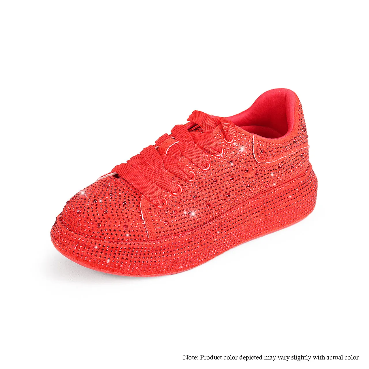 KINGDOM-2  SNEAKER W/ ALL COVERED STONES - RED