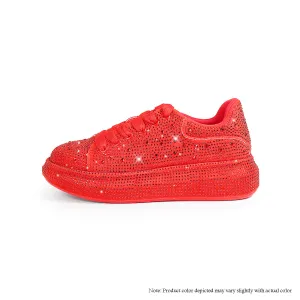 KINGDOM-2  SNEAKER W/ ALL COVERED STONES - RED
