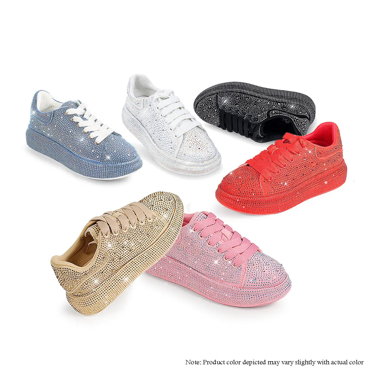 KINGDOM-2  SNEAKER W/ ALL COVERED STONES - RED
